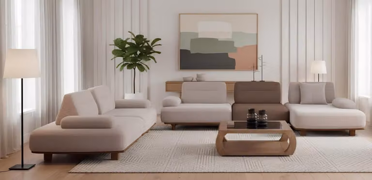 Set divani moderni Divano ad L Divano a 3 posti Divano di design Beige Marrone Divano componibile