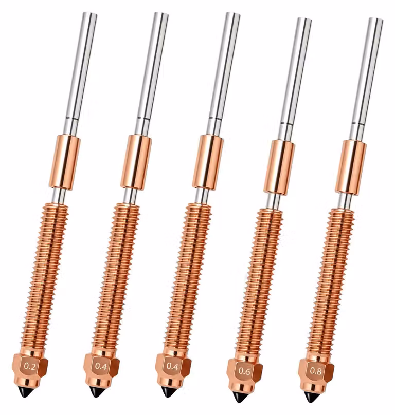 Set di 5 ugelli intercambiabili per stampanti 3D (0,2/0,4/0,6/0,8 mm)