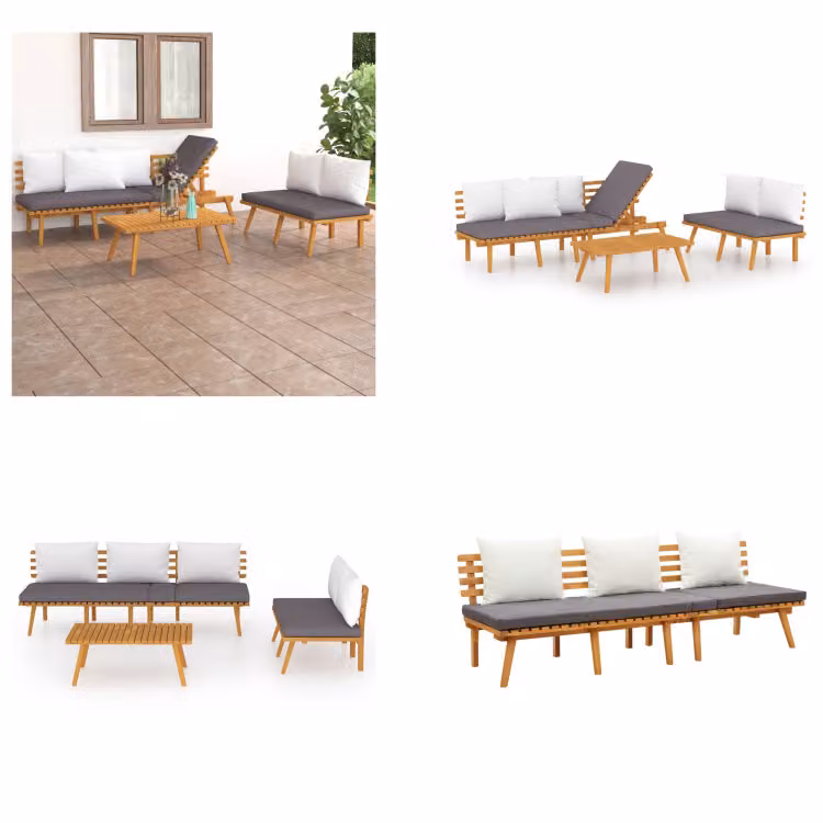 vidaXL Set salotto da giardino 3 pezzi con cuscini in legno massiccio di acacia - Set salotto da giardino - Set salotto da giardino - Mobili da giardino - Mobili da giardino