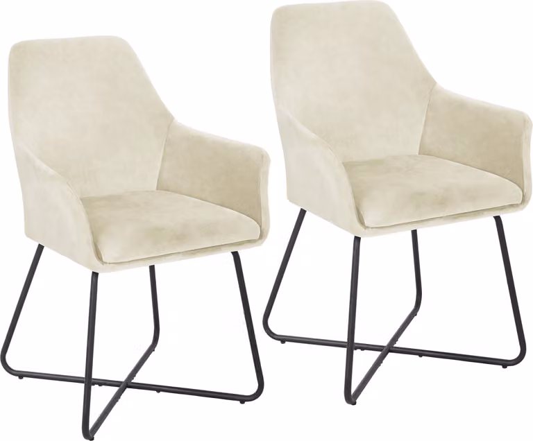 SVITA JOSIE Set da 2 sedie da pranzo, poltrona, sedia imbottita in tessuto bianco