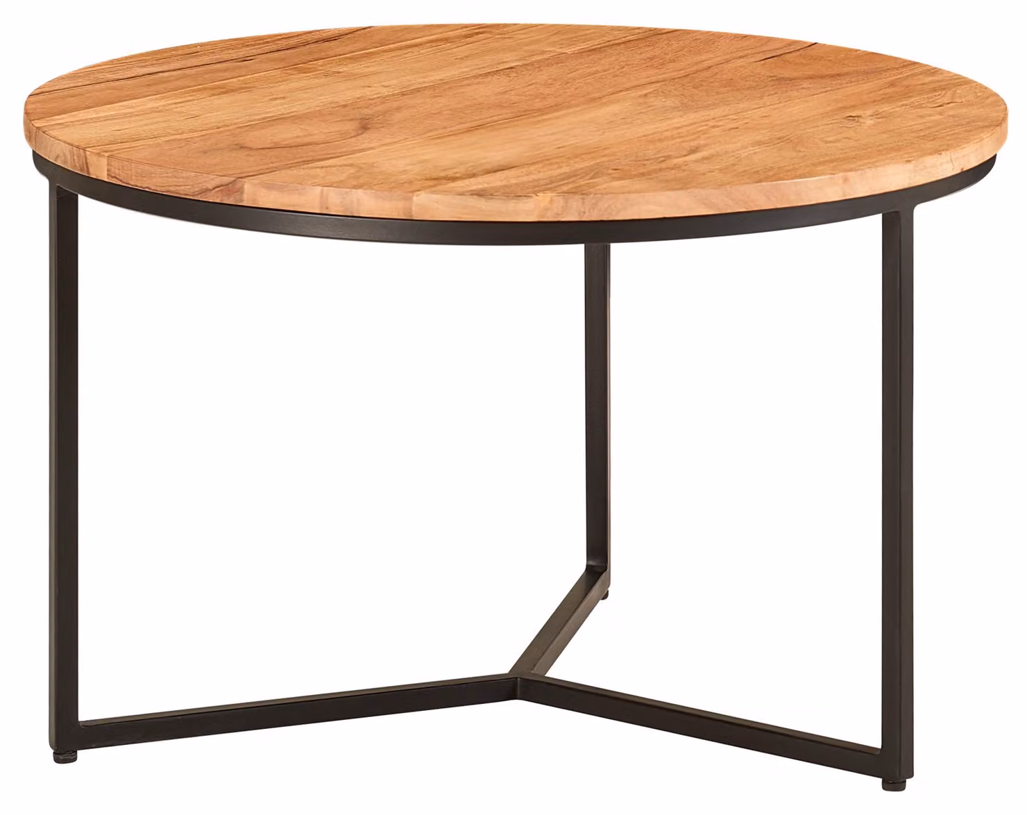 Tavolino 60x60x38 cm Tavolino in legno massiccio di acacia / metallo rotondo | Wohnling