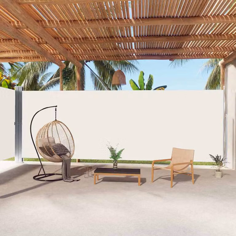 vidaXL Tenda da Sole Laterale Retrattile in Poliestere Beige L: 1000 cm, H: 220 cm