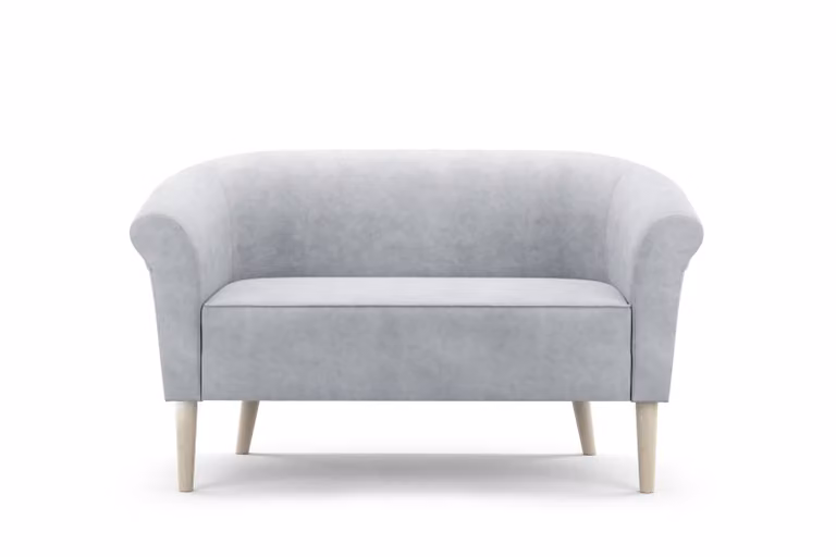 GUTTO Divano scandinavo a 2 posti --LILIE-- panca grigio chiaro seduta in velluto consegna 7 giorni - gambe alte in legno nero bianco faggio