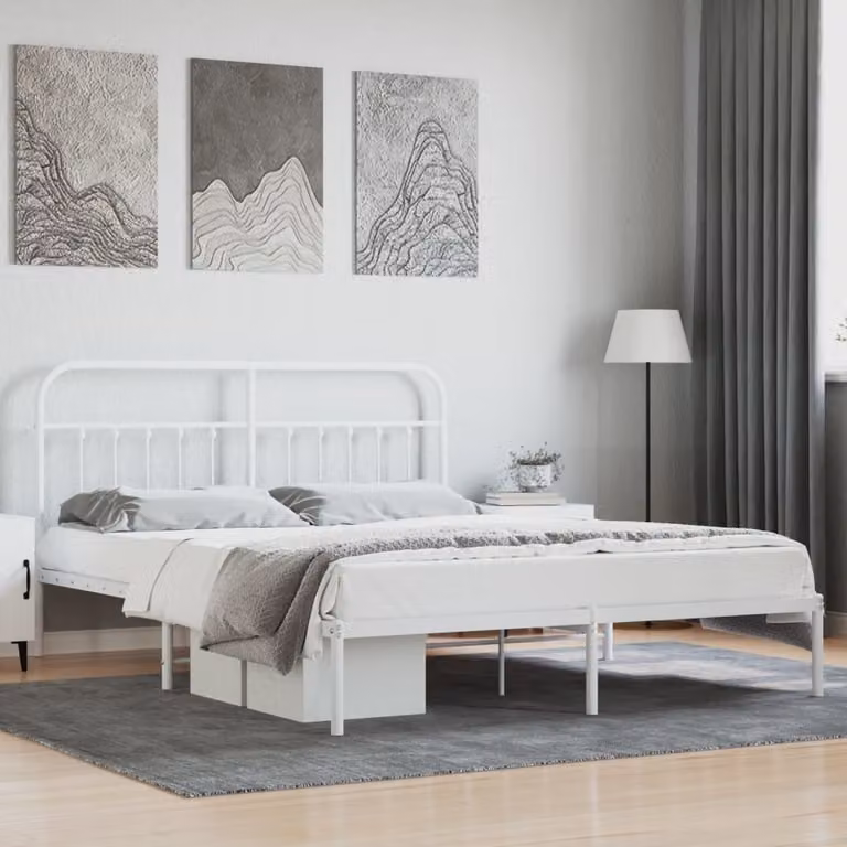 vidaXL Struttura letto con testata in metallo bianco 183x213 cm - Struttura letto - Cornici letto - Struttura letto - Letto