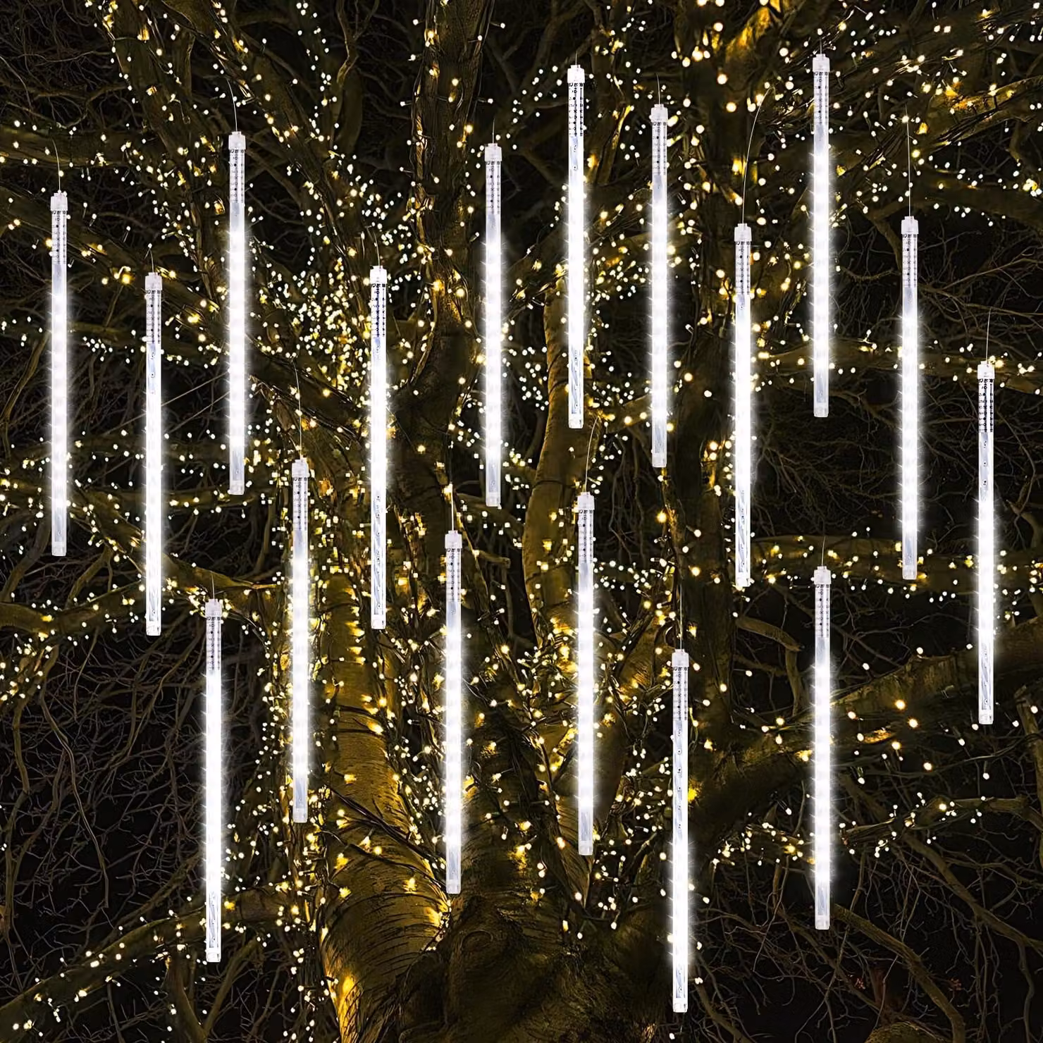 Catena luminosa LED "Meteor Regen", 30 cm, 16 tubi, 480 LED
