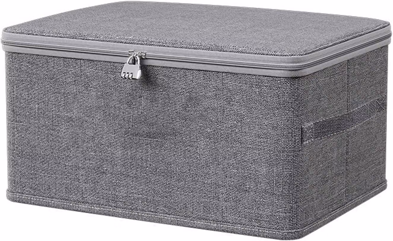 Contenitore pieghevole con chiusura a chiave, dimensioni 30 x 20 x 14 cm, ideale per l'organizzazione
