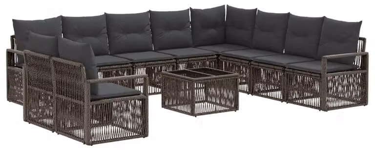 Set Divano da Giardino 11 pcs Grigio polyrattan