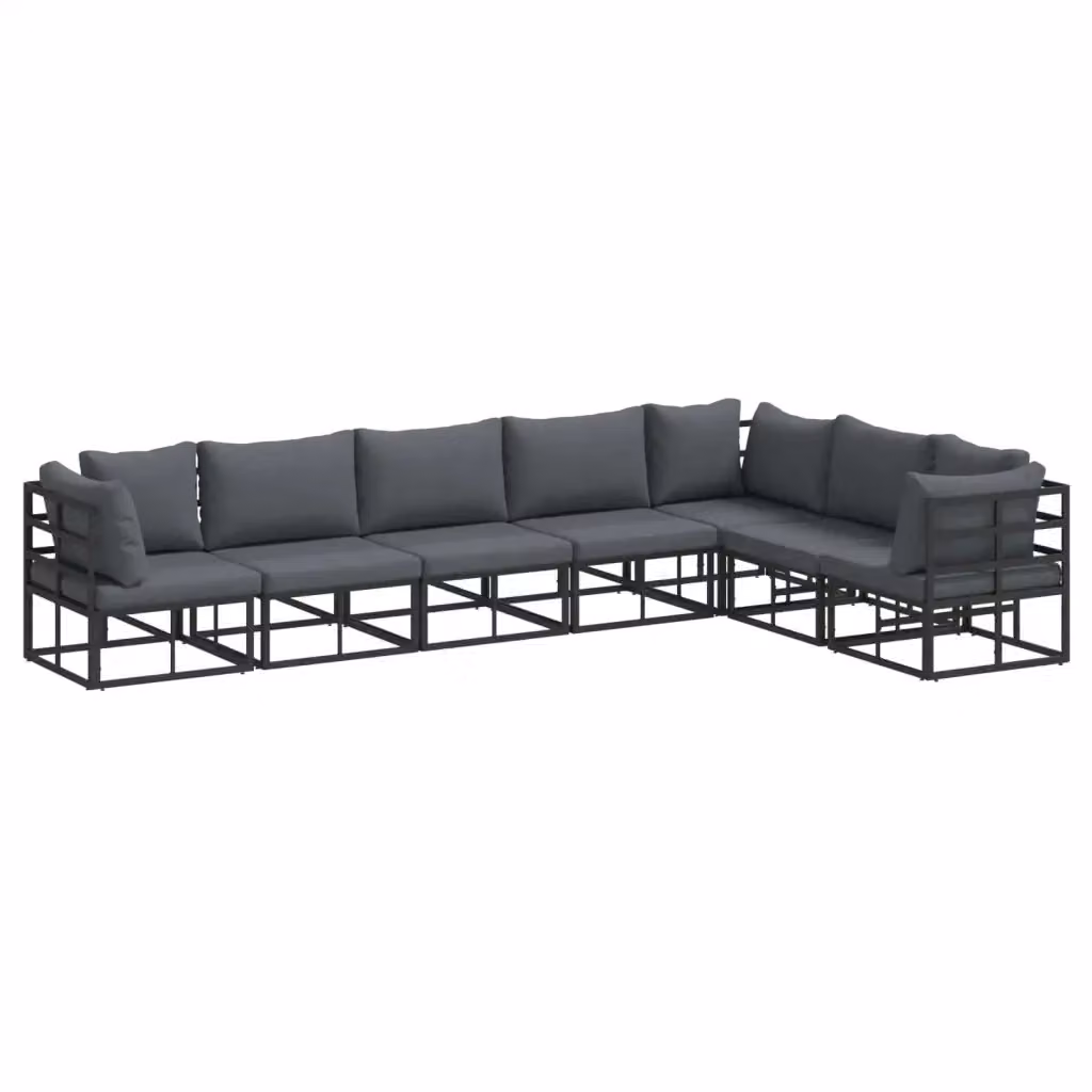 Set Divano da Giardino a L vidaXL in Alluminio Verniciato Nero con Cuscini Inclusi – 2