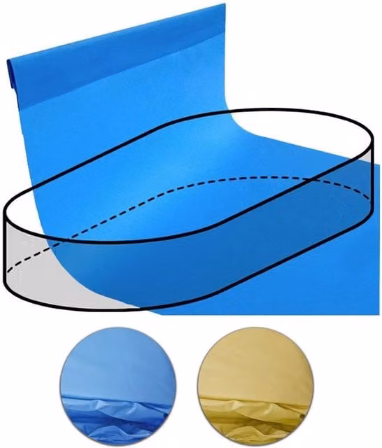 Telo Rivestimento Liner per piscina a forma ovale 7,37 x 3,60 m Tipo di Attacco: P3, Altezza: 1.20 m, Colore: Sabbia