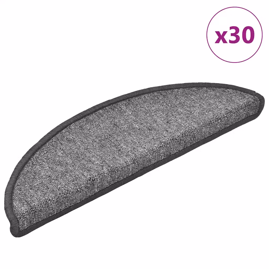 Set di 30 tappetini per scale semicircolari vidaXL, colore grigio, antiscivolo e autoadesivi, L: 56 cm, P: 17 cm, H: 3,5 cm