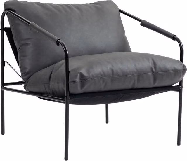 Poltrona reclinabile Zephmum in similpelle grigio scuro con poggiapiedi L: 74.5 cm, P: 75 cm, H: 77 cm