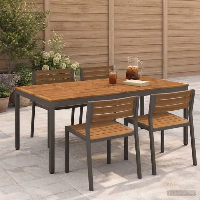 Tavolo da cena da giardino Naturale e Caffè 196 x 100,5 x 75 cm 3394421