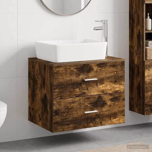 Mobile lavabo moderno vidaXL in legno MDF marrone opaco con cassetti e ante