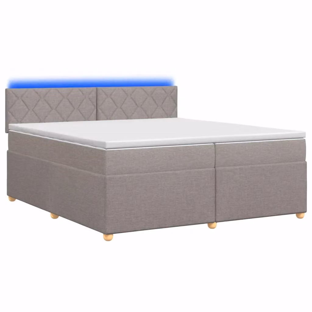 Letto box spring con materasso ibrido vidaXL in tessuto beige e grigio con base contenitore e porta USB L/P/H: 200 x 200 x 76,5 cm – 2
