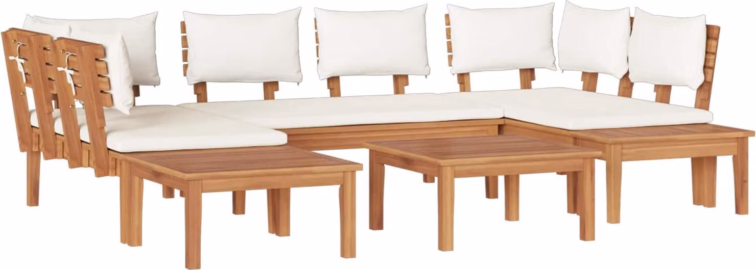 Set Divano da Giardino 4 pcs Marrone e Crema