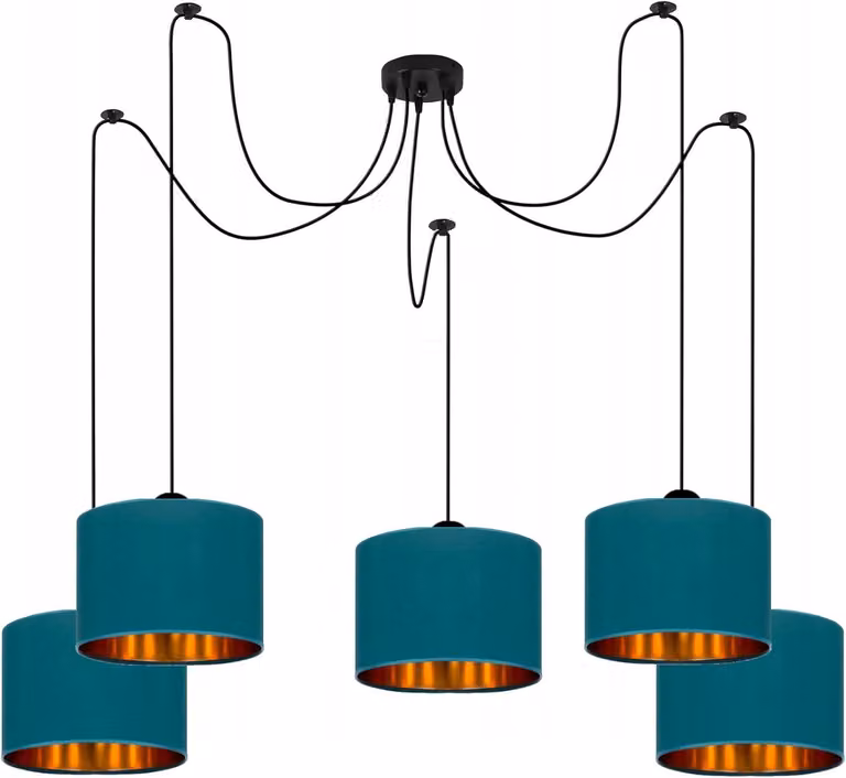 Lampada da soffitto turchese luce vintage moderna E27 lampada di design a 5 fiamme N230-P5-T