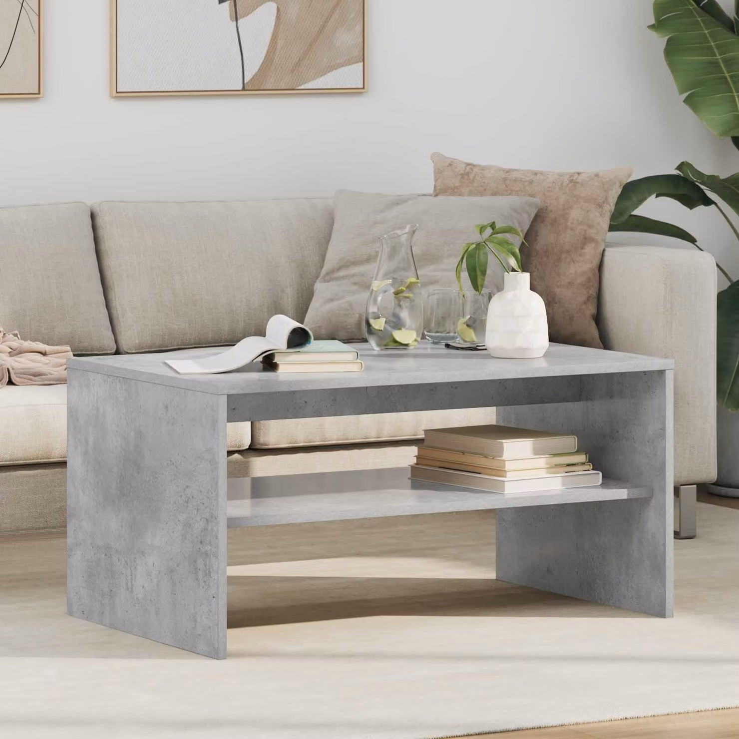 vidaXL Tavolino da salotto moderno rettangolare in MDF grigio L: 80 cm, P: 50 cm, H: 40 cm