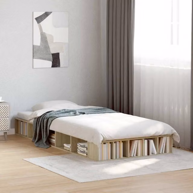 Letto con contenitore a sollevamento vidaXL in legno Rovere Sonoma L 80 cm x P 200 cm – 1