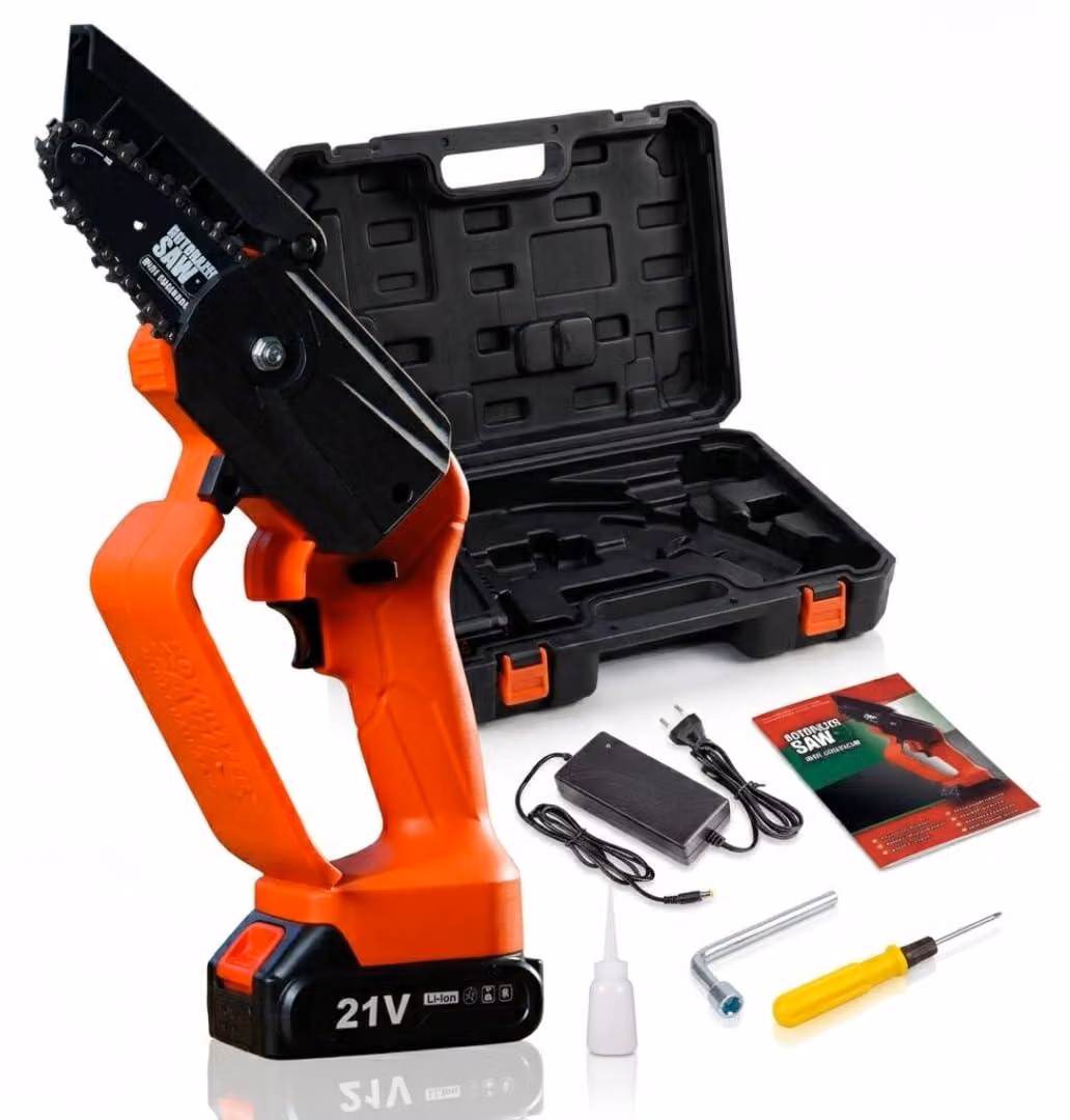 Mini seghetto elettrico senza fili - 240 Watt - Lame da 39 cm - Rosso - Ideale per giardinaggio e lavori in legno