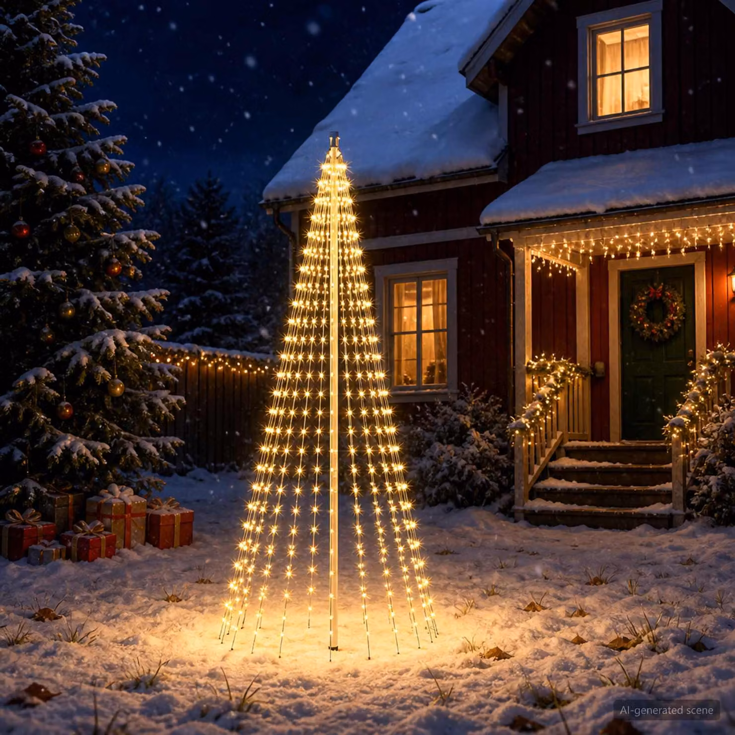 vidaXL Luci per albero di Natale con picchetti e asta per bandiera
