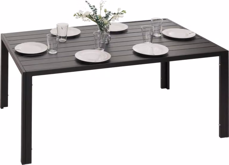 Tavolo da pranzo in alluminio HWC-N40, tavolo bistrot tavolo da giardino tavolo da balcone, resistente alle intemperie 140x80cm ~ antracite