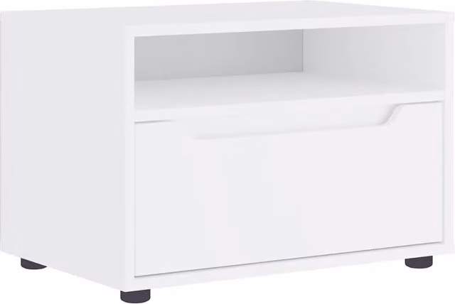 Mobile TV moderno salvaspazio con cassetto e ripiano 60 x 40 x 38 cm legno ingegnerizzato bianco 02_0058329