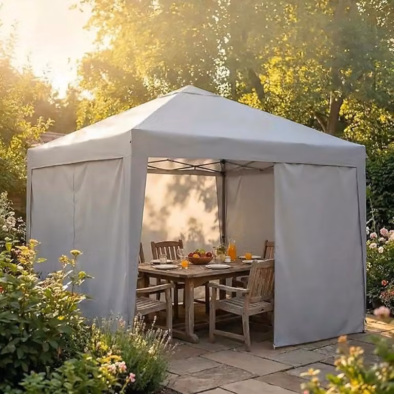 Padiglione pieghevole 3x3 metri - Tenda pop-up per feste - Montaggio rapido da parte di una sola persona - Tetto impermeabile con 4 pareti laterali - Struttura in acciaio con altezza regolabile - Grigio