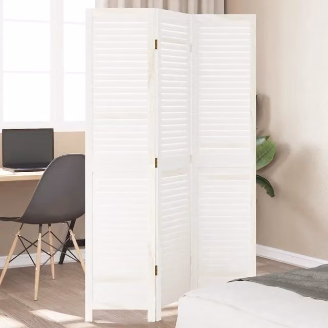 Divisorio Ambienti 3 Pannelli Retrò Bianco vidaXL in Legno e Metallo H: 180 cm, L: 110 cm, P: 105 cm