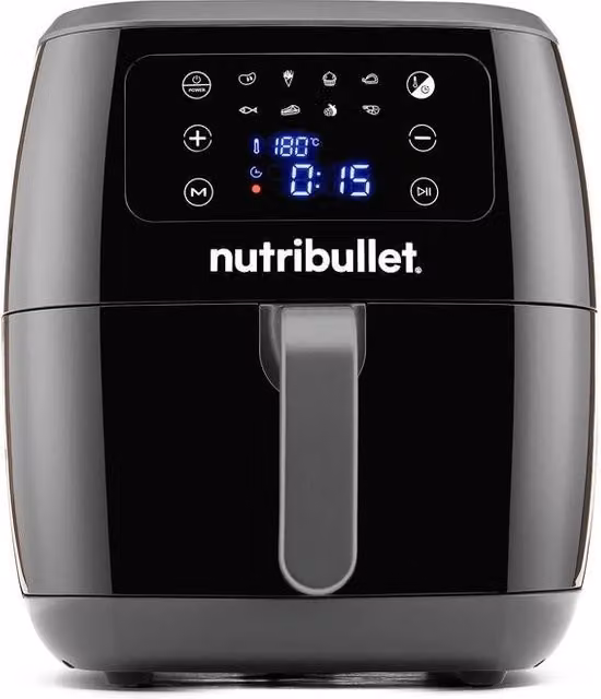NutriBullet NBA07100 XXL Friggitrice ad aria da 7 L, 1800 W, 8 programmi con display digitale touch, Nero