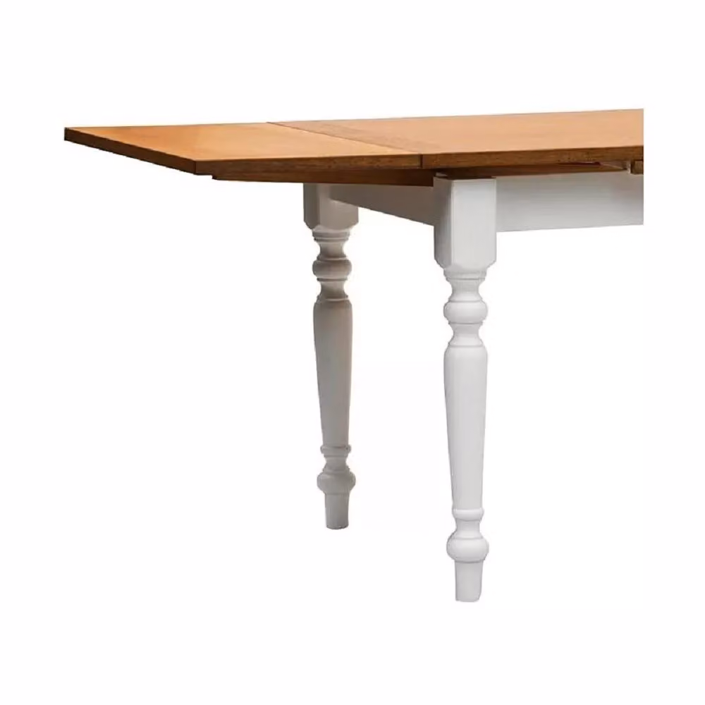 Tavolo da pranzo allungabile in legno stile country chic Mobili 2G piano rovere e bianco L: 160 cm, P: 85 cm, H: 80 cm – 4