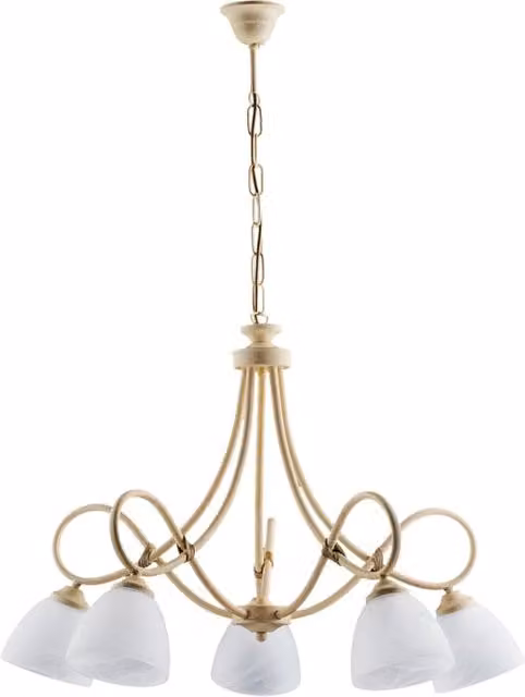 Lampadario BeLight Dallas in Metallo e Vetro Beige e Bianco con Altezza Regolabile e Dimmerabile