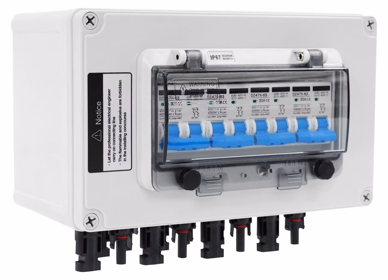 Interruttore per corrente continua fotovoltaica, 4 circuiti On/Off, custodia impermeabile, BIANCO