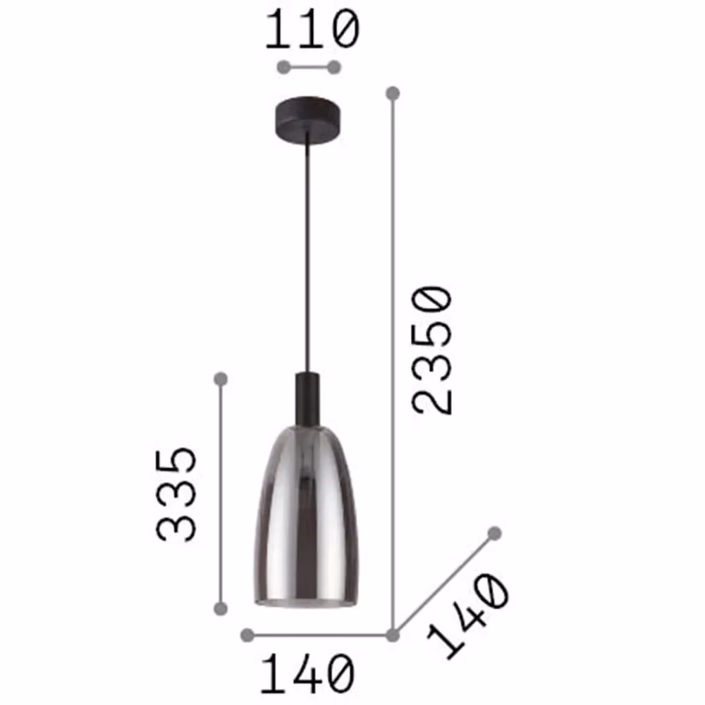 Lampada a sospensione moderna IDEAL LUX Coco-3 in metallo e vetro, LED 7W, luce calda 3000K, colore nero e trasparente – 2