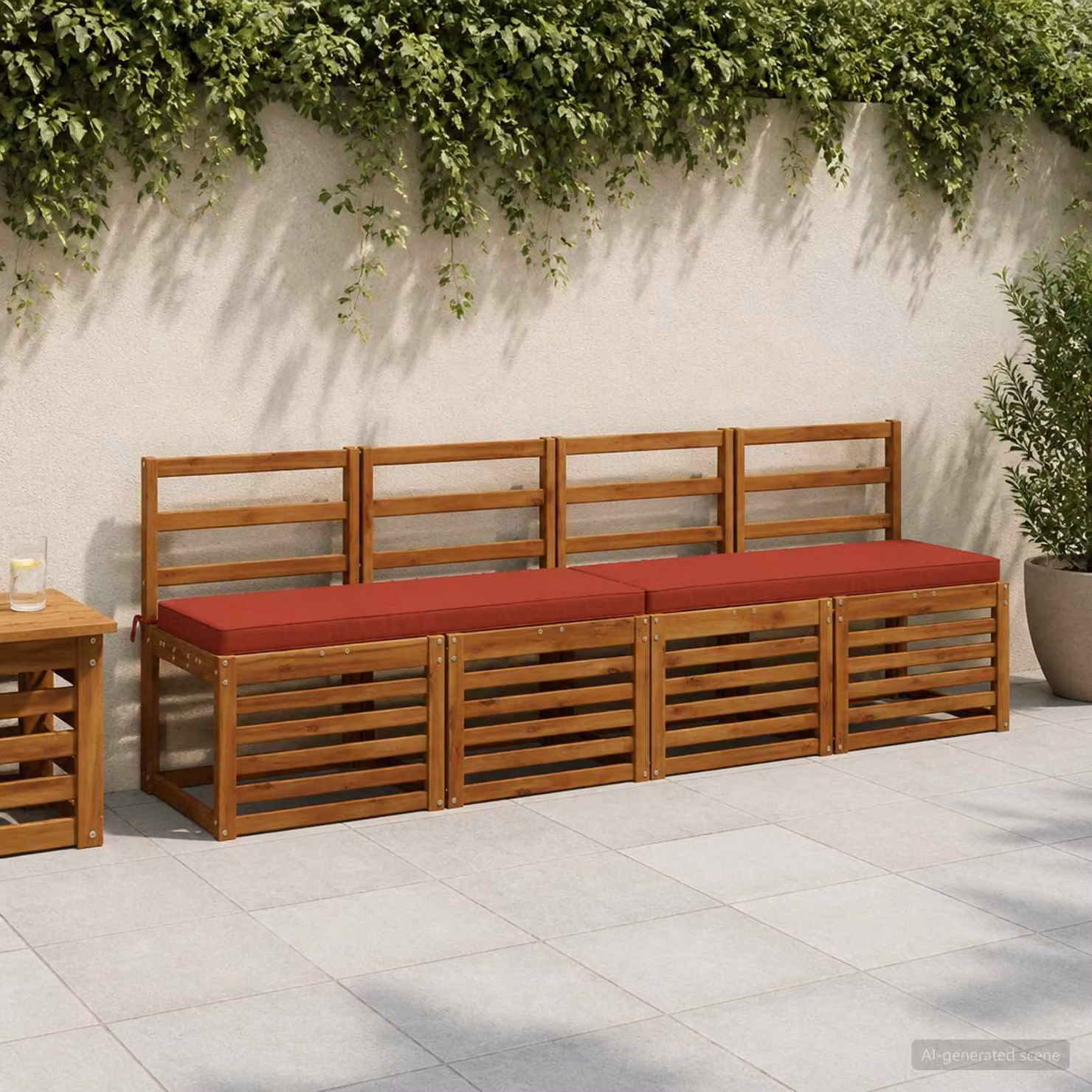 Set di 2 cuscini per panchina vidaXL VUGHT in poliestere rosso con rivestimento rimovibile e resistente ai raggi UV