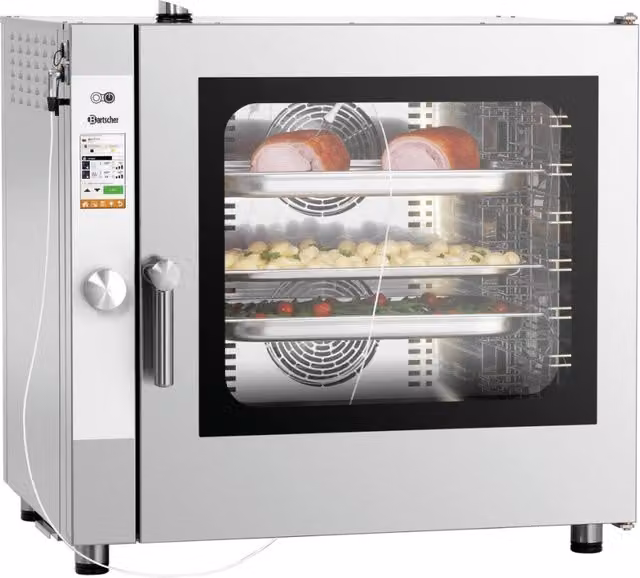 Forno combinato a vapore elettrico Bartscher Silversteam P-7111D in acciaio inox color argento con connessione idrica fissa e display LED
