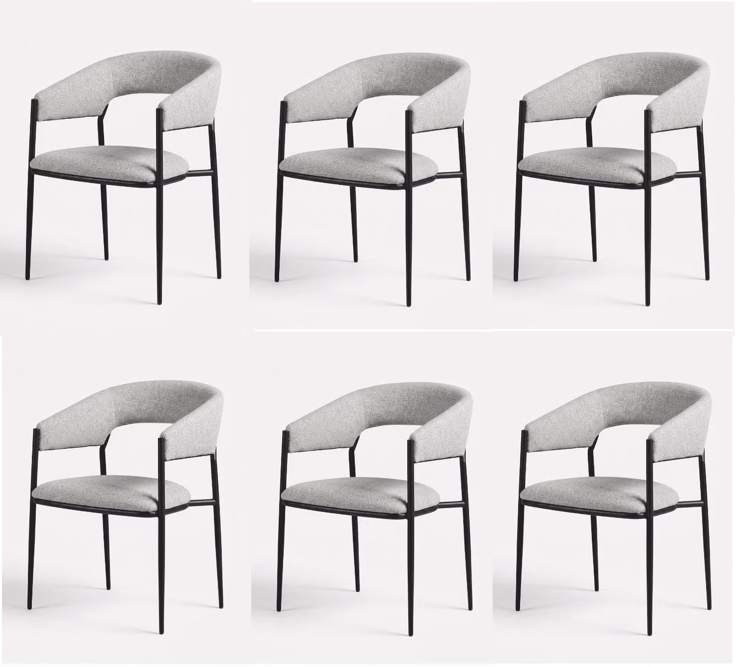 Set di 6 eleganti sedie da pranzo "Prestige", colore bianco, con braccioli in tessuto