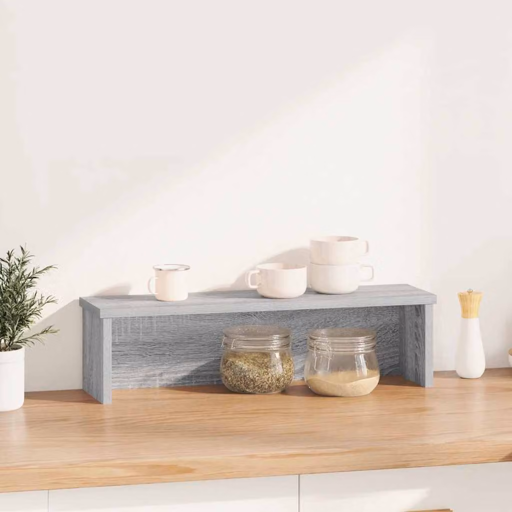 vidaXL Scaffale da Cucina Impilabile Grigio Sonoma 60x15x16 cm