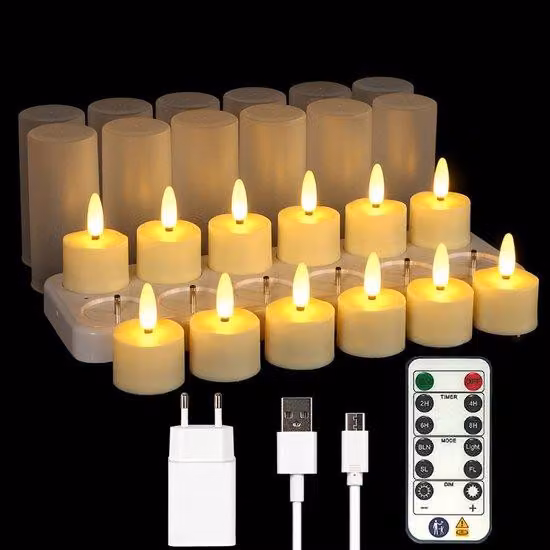 Candele elettroniche, telecomando, luci calde, decorazioni festive, ghirlanda luminosa a LED - Set da 3