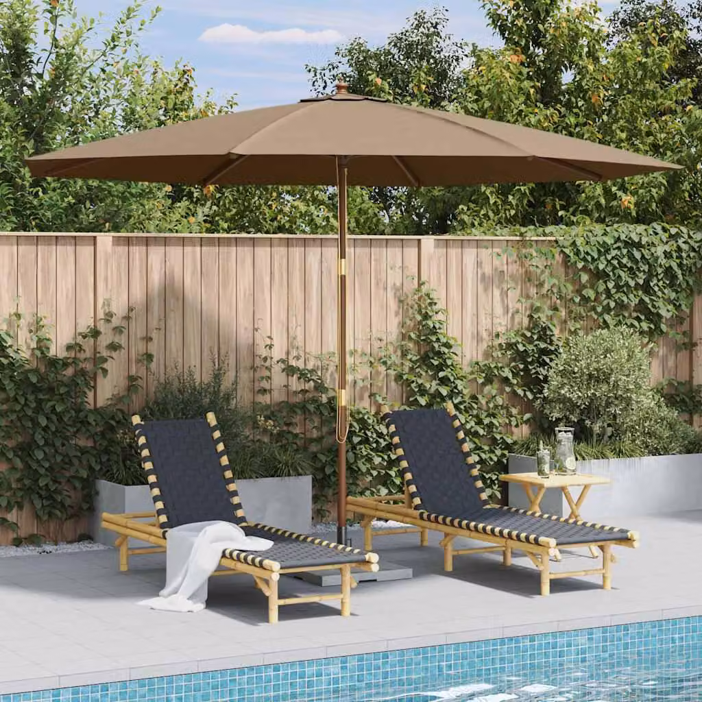 Maison Exclusive - Ombrellone con palo in legno 350 cm Taupe