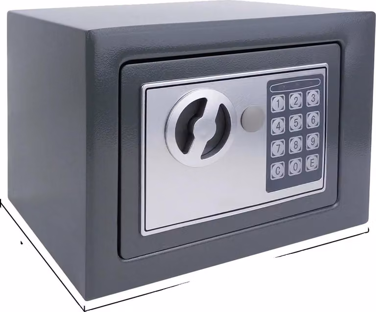 Cassaforte elettronica, lucchetto combinato, costruzione in acciaio legato, grigio 4.6L