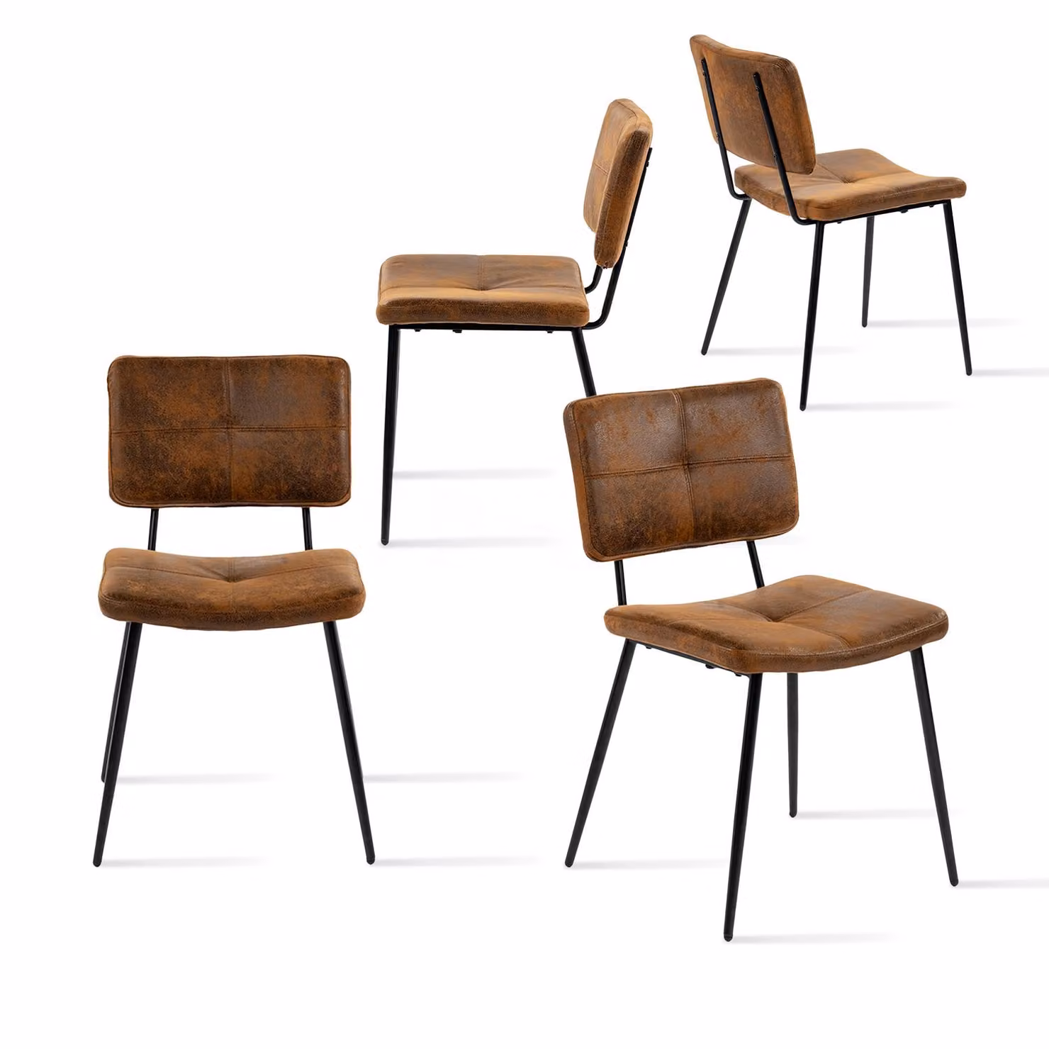 Meubles Cosy Set di 4 sedie da pranzo in stile industriale in ecopelle – POMONA
