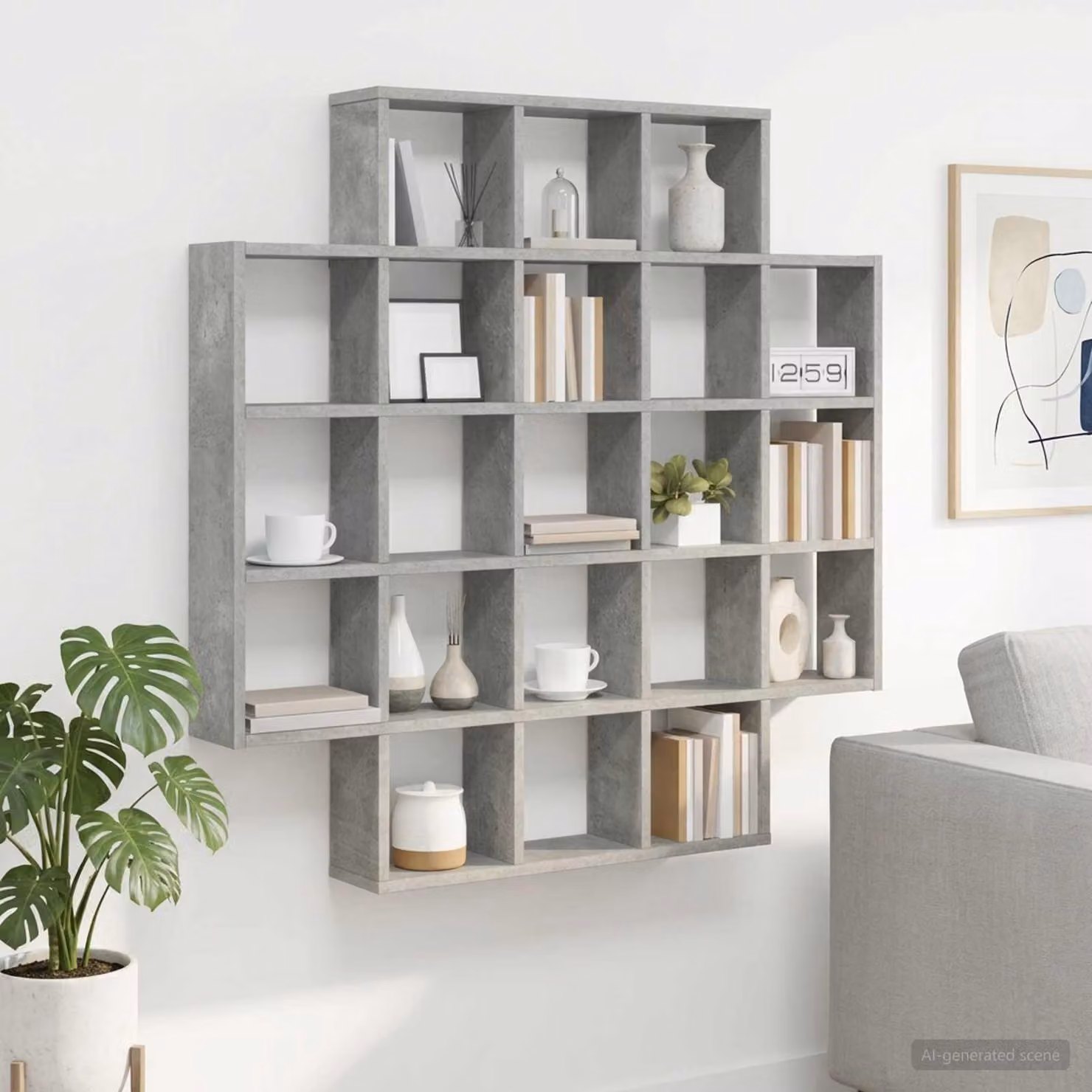 Scaffale da parete minimalista vidaXL Grigio, L: 100 cm, P: 13 cm, H: 100 cm