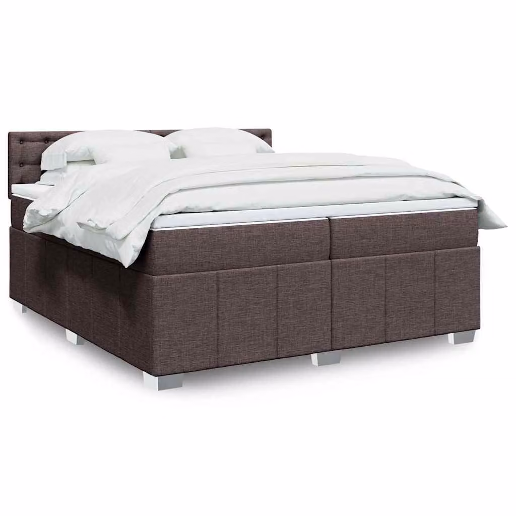 vidaXL Giroletto a Molle con Materasso Ibrido in Tessuto Marrone e Bianco L/P: 200 x 200 cm