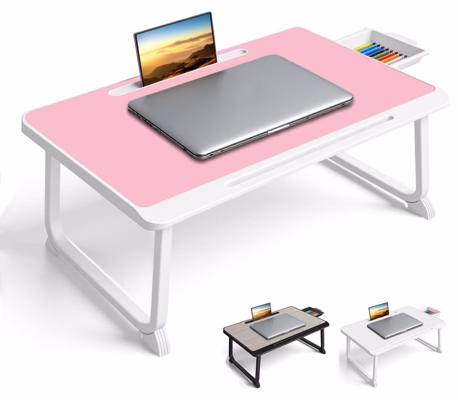 Scrivania Bettisch, con cassetto, colorata di rosso, adatta per laptop