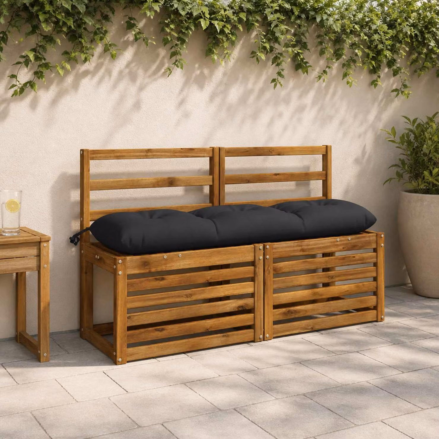 Cuscino per panchina vidaXL VIANEN in poliestere blu o nero con fodera rimovibile e resistente ai raggi UV