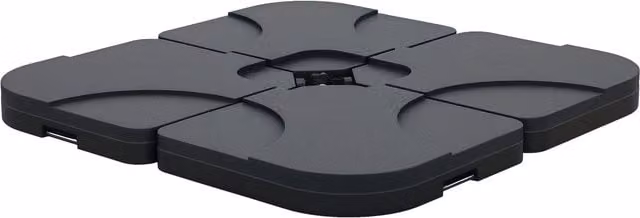 Set di 4 basi per ombrellone Outsunny in plastica nera riempibili con acqua o sabbia, L/P/H: 50 x 50 x 7,5 cm per pezzo, Aosom