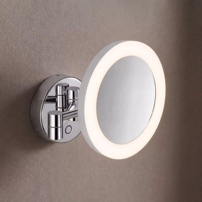 Specchio cosmetico a LED Kronenbach, modello da parete, rotondo, con collegamento diretto