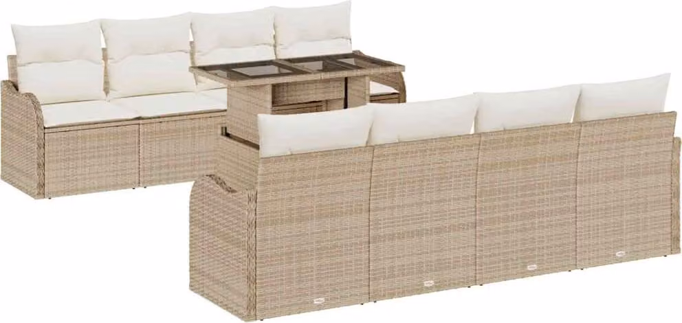 Set Divano da Giardino con cuscino 7 pcs Beige polyrattan