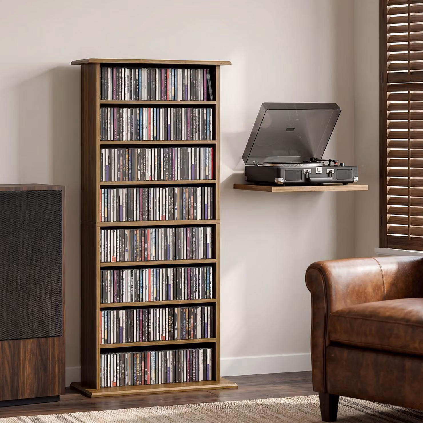 Scaffale HOMCOM per CD, DVD e Blu-ray con 6 ripiani regolabili, colore noce – 2