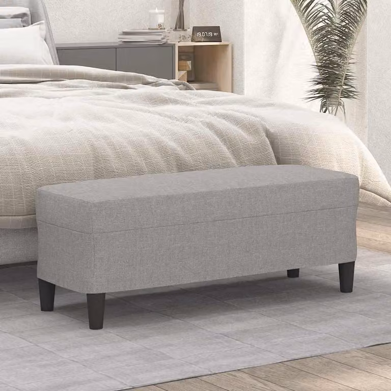 Panca vidaXL in tessuto grigio con struttura in legno per soggiorno o camera da letto L 100 cm x P 35 cm x H 41 cm
